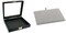 Black Sqaure Glass-top Case (Single Metal Latch) w/ Gray Leather Pad Insert